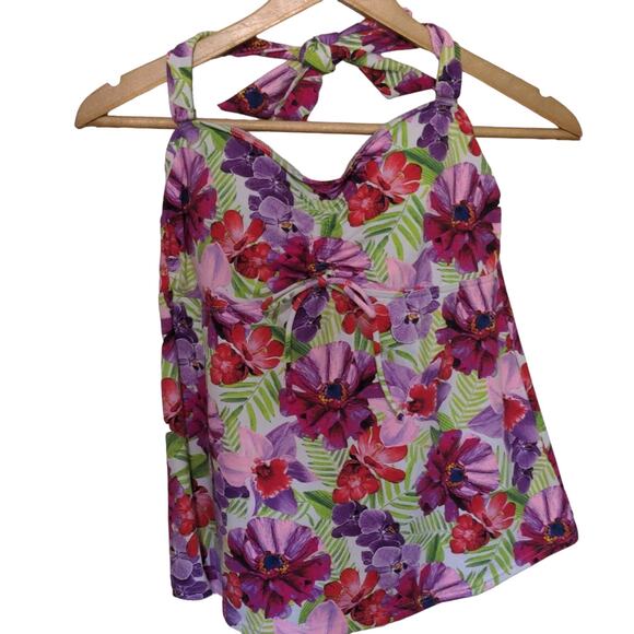 Lands' End tropical halter tankini top - Picture 1 of 5
